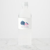 Pink Baby Whale Girl Babydusche Wasserflaschenetikett (Vorderseite)