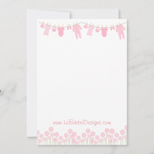 Pink Babydusche für Babyspiel Einladung (Rückseite)
