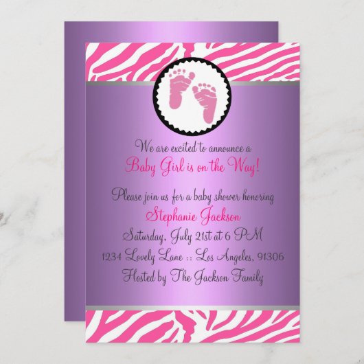 Pink-Babyparty Einladung (Vorne/Hinten)