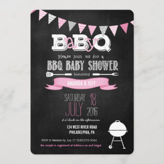 Pink BabyQ GRILLEN Babydusche Einladung