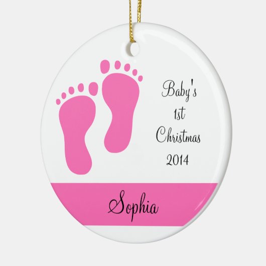 Pink Baby's 1. Weihnachten Keramik Ornament (Links)