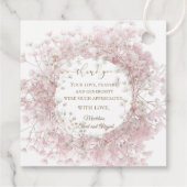 pink baby's breath Baptism thank you Geschenkanhänger (Rückseite)