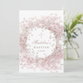 pink baby's breath flowers Baptism Einladung (Stehend Vorderseite)