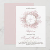 Pink Baby's Breath flowers Baptism  Einladung (Vorne/Hinten)