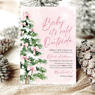 Pink Baby's Cold Outside Baby Dusche Einladung