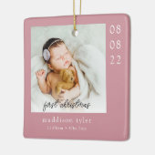 Pink Baby's First Christmas Foto Keramikornament (Links)