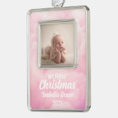 Pink Baby's First Christmas Ornament Rahmen-Ornament Silber (Links)