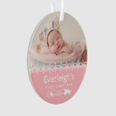 Pink Baby's First Christmas Personalisiertes Foto Ornament (Vorderseite)