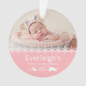 Pink Baby's First Christmas Personalisiertes Foto Ornament (Vorderseite)