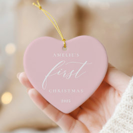 Pink Baby's First Christmas Photo Ornament