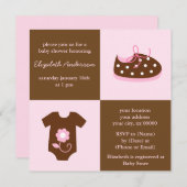 Pink-Babyschuhe und Outfit-Babydusche Einladung (Vorne/Hinten)