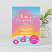 Pink-Bach-Party Einladung (Stehend Vorderseite)