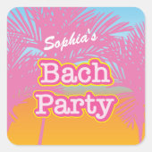 Pink-Bach-Party Quadratischer Aufkleber (Vorderseite)