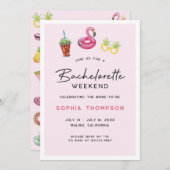 Pink Bachelorette Weekend Palm Beach Einladung (Vorne/Hinten)