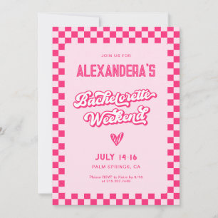 Pink Bachelorette Weekend Party Einladung