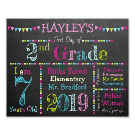 Pink Back to School Chalkboard Zeichen - druckbar Fotodruck