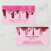 Pink Bäckerei Konditorei Koch Creme Tropfens Donut Visitenkarte (Vorne/Hinten)