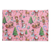 Pink Background Christmas Decorative Pattern Kissenbezug (Rückseite)