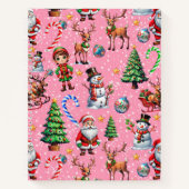 Pink Background Christmas Decorative Pattern Notizblock (Vorderseite)