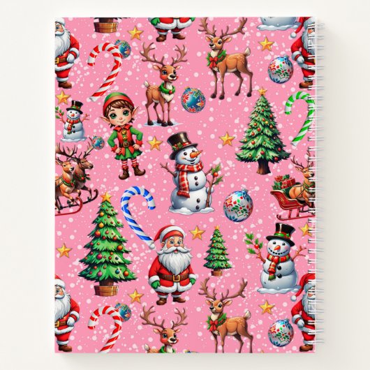 Pink Background Christmas Decorative Pattern Notizblock (Rückseite)