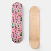 Pink Background Christmas Decorative Pattern Skateboard (Vorderseite)