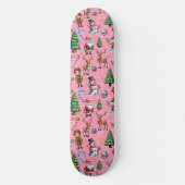 Pink Background Christmas Decorative Pattern Skateboard (Vorderseite)