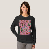 Pink Background Christmas Decorative Pattern T-Shirt (Vorne ganz)
