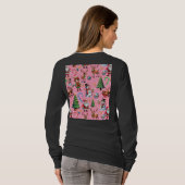 Pink Background Christmas Decorative Pattern T-Shirt (Schwarz voll)