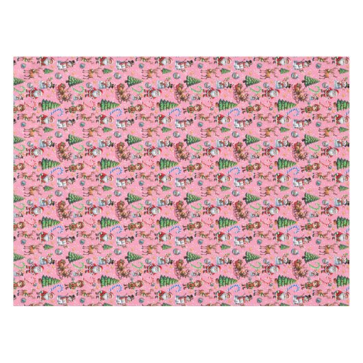 Pink Background Christmas Decorative Pattern Tischdecke (Vorderseite (Horizontal))