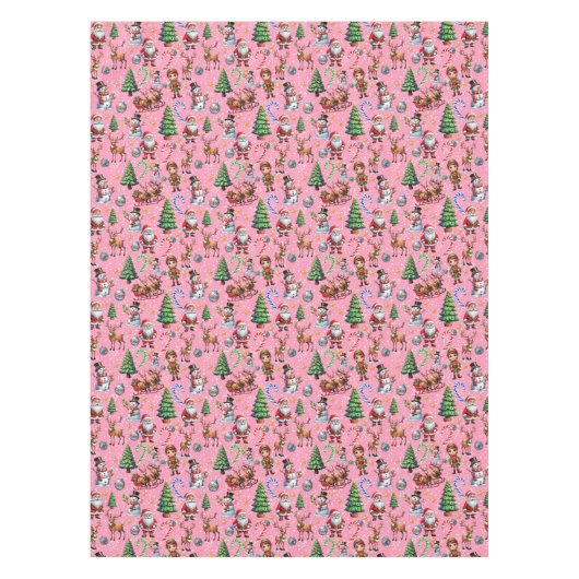Pink Background Christmas Decorative Pattern Tischdecke (Vorderseite)