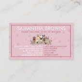 Pink Background Paw Watercolor Hunde Blume Visitenkarte (Rückseite)