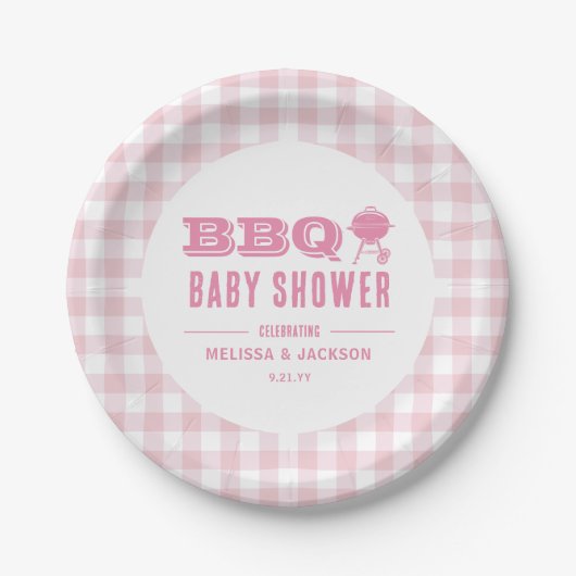 Pink Backyard GRILLEN Baby Dusche Pappteller (Vorderseite)
