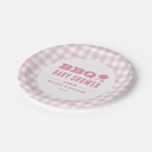 Pink Backyard GRILLEN Baby Dusche Pappteller (Schrägansicht)