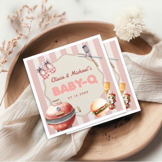 Pink Backyard GRILLEN Baby Q Babydusche Napkins Serviette