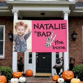 Pink Bad Two das KnochenHalloween 2. Geburtstags-F Banner