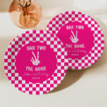 Pink Bad Two Das Knochenskelett 2. Geburtstags-Par Pappteller<br><div class="desc">Dies ist ein Hot Pink Bad Two The Bone Skelett 2. Geburtstag Party Paper Teller!</div>