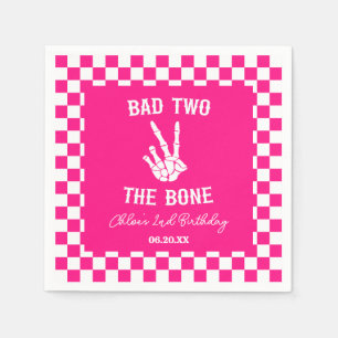 Pink Bad Two Das Knochenskelett 2. Geburtstags-Par Serviette
