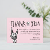 Pink Bad Two The Bone Birthday Thank You Card Einladung (Stehend Vorderseite)