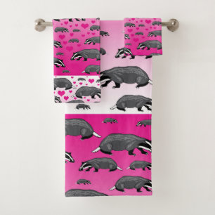 Pink Badger Hearts Badezimmer Handtuch Set
