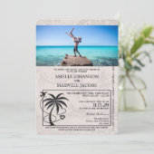 Pink Bahamas Passport Hochzeit Einladung (Stehend Vorderseite)