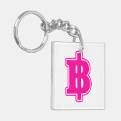 PINK BAHT SIGN ฿ thailändischer ฿ Schlüsselanhänger (Vorderseite links)