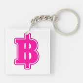 PINK BAHT SIGN ฿ thailändischer ฿ Schlüsselanhänger (Rückseite)