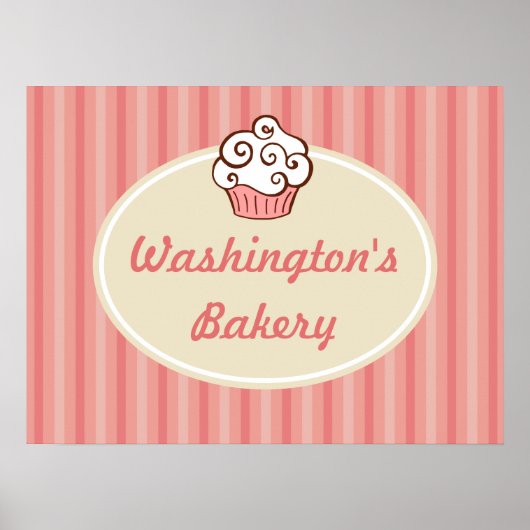 Pink Bakery Cupcake Sign Poster (Vorne)