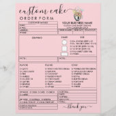 PinK Bakery Modern Illustration Cake Order Form Flyer (Vorne)
