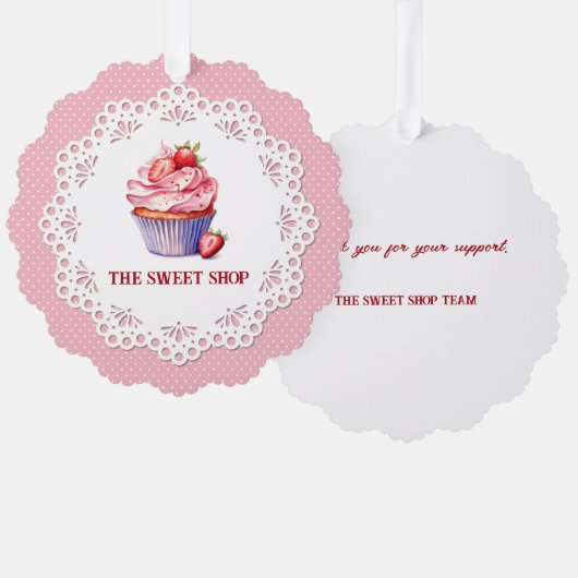 Pink Bakery Packaging Tag | Customizable Ornament Karte (Vorderseite/Rückseite)