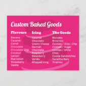 Pink Bakery Postcard mit Back Menu Geschmacksricht Postkarte (Rückseite)