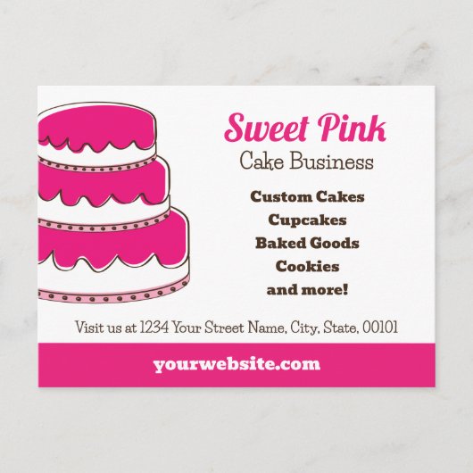 Pink Bakery Postcard mit Back Menu Geschmacksricht Postkarte (Vorderseite)