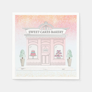 Pink Bakery Shop Napkins Schaufensterdarstellung Serviette