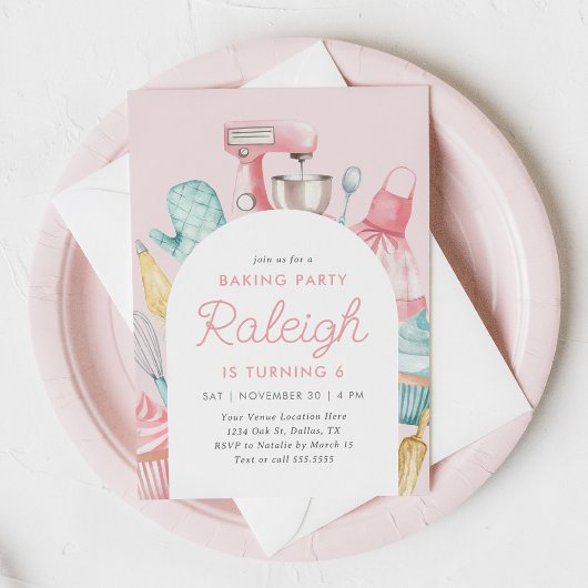 Pink Baking Geburtstagsparty Einladung