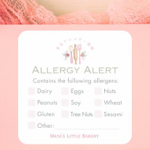 Pink Baking Utensils Food Allergy Alert